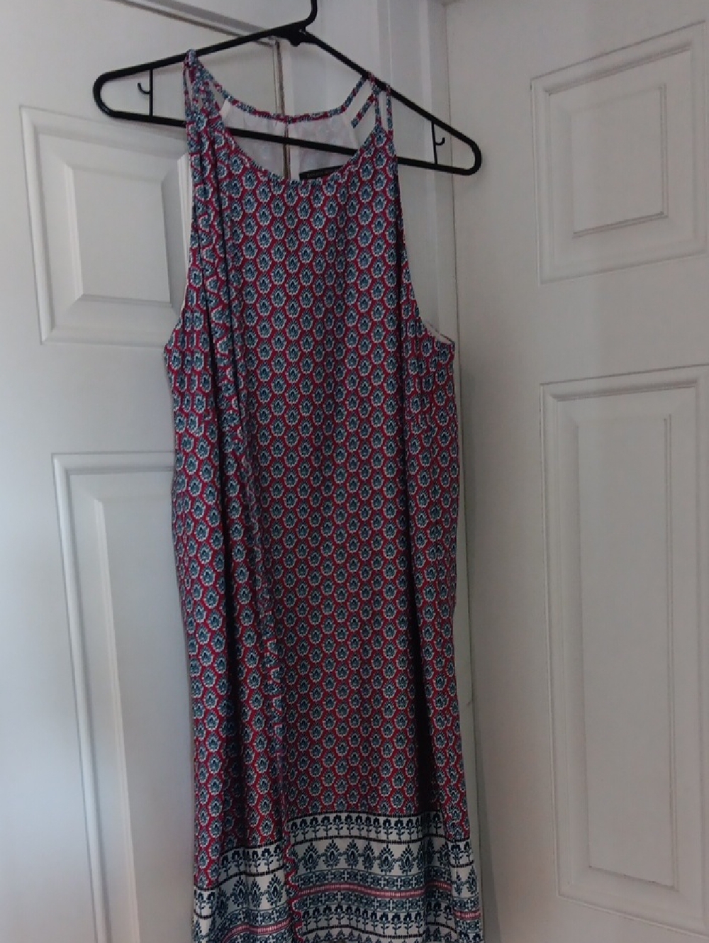 Banana Republic Pink and Blue Printed Midi Dress